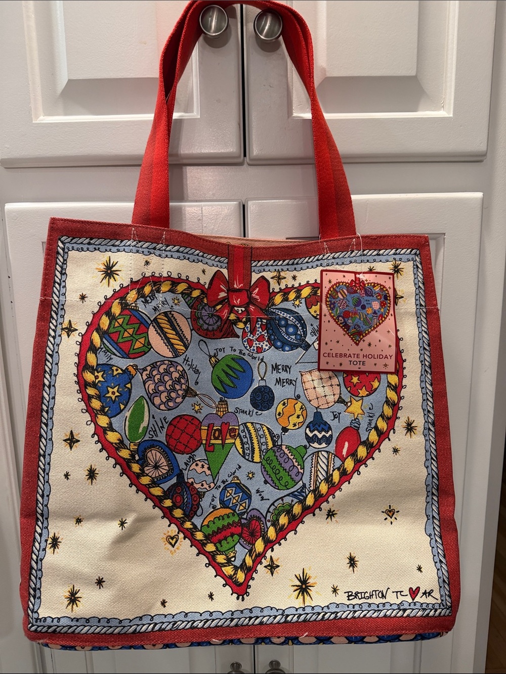 Brighton Heart Holiday Tote Bag - Red